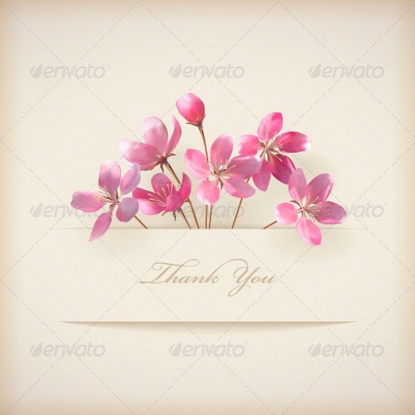 Thank You Card with Pink Flowers