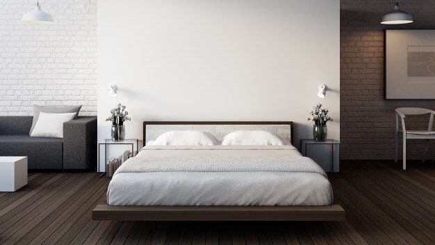 The loft & modern bedroom Premium Photo