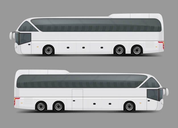 Vector illustration of a white bus in a realistic style Free Vector