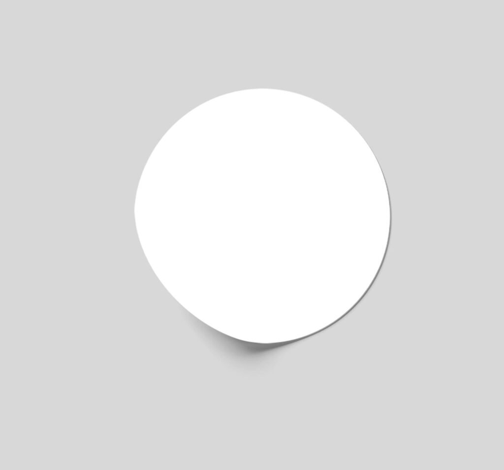White Free circle Sticker Mockup PSD Template