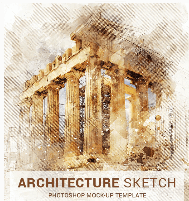 Architecture Sketch Photoshop Template Mock-Up