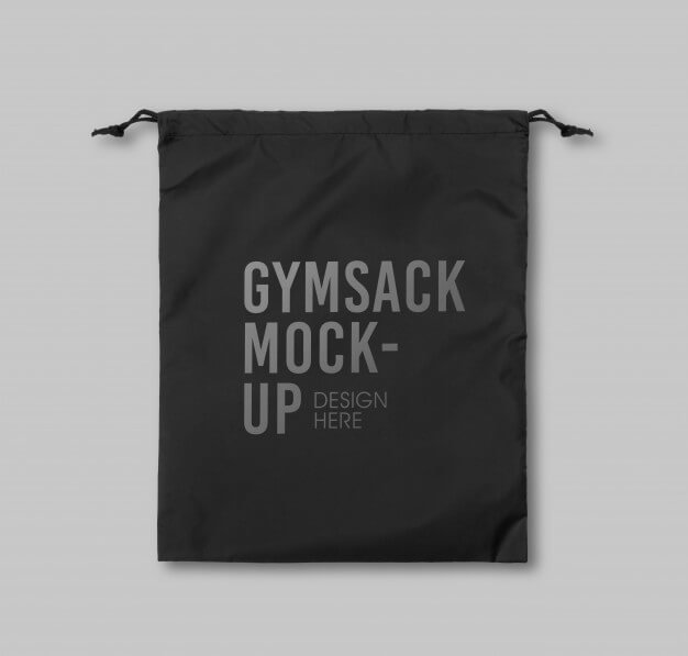 Black blank gymsack mockup template for your design. Premium Psd