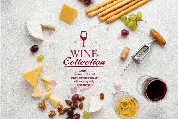 Cheese and wine circle shape Free Psd