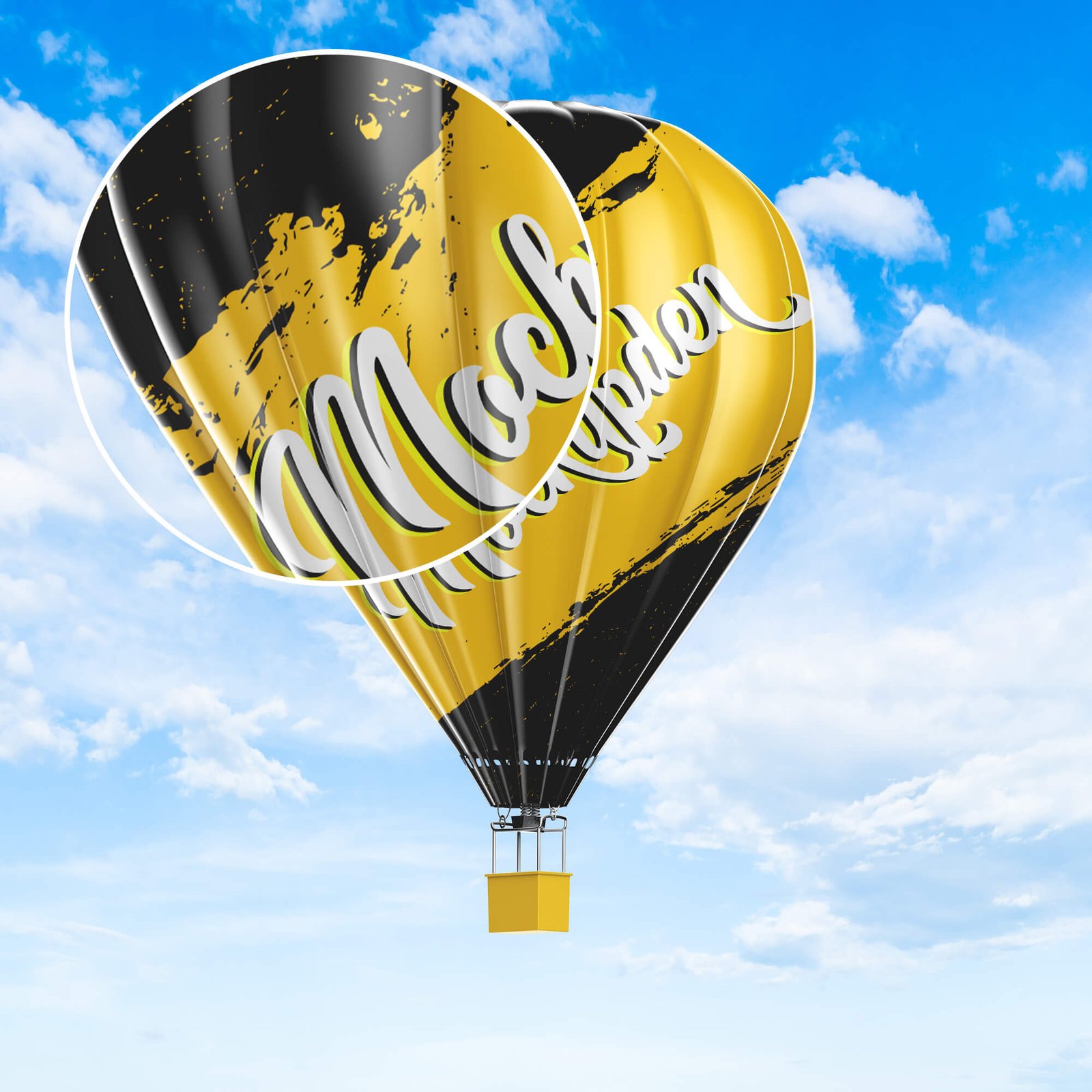 Close Up OF a Free Hot Air Balloon Mockup PSD Template