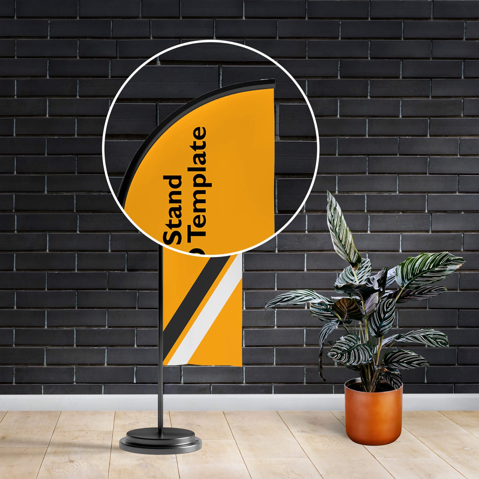 Close Up Of a Free Banner Stand Mockup PSD Template