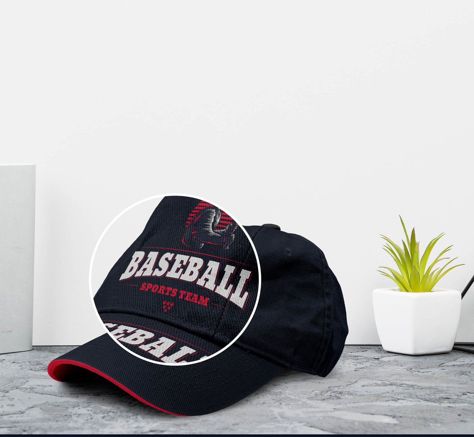 Close Up Of a Free Baseball Hat Mockup PSD Template