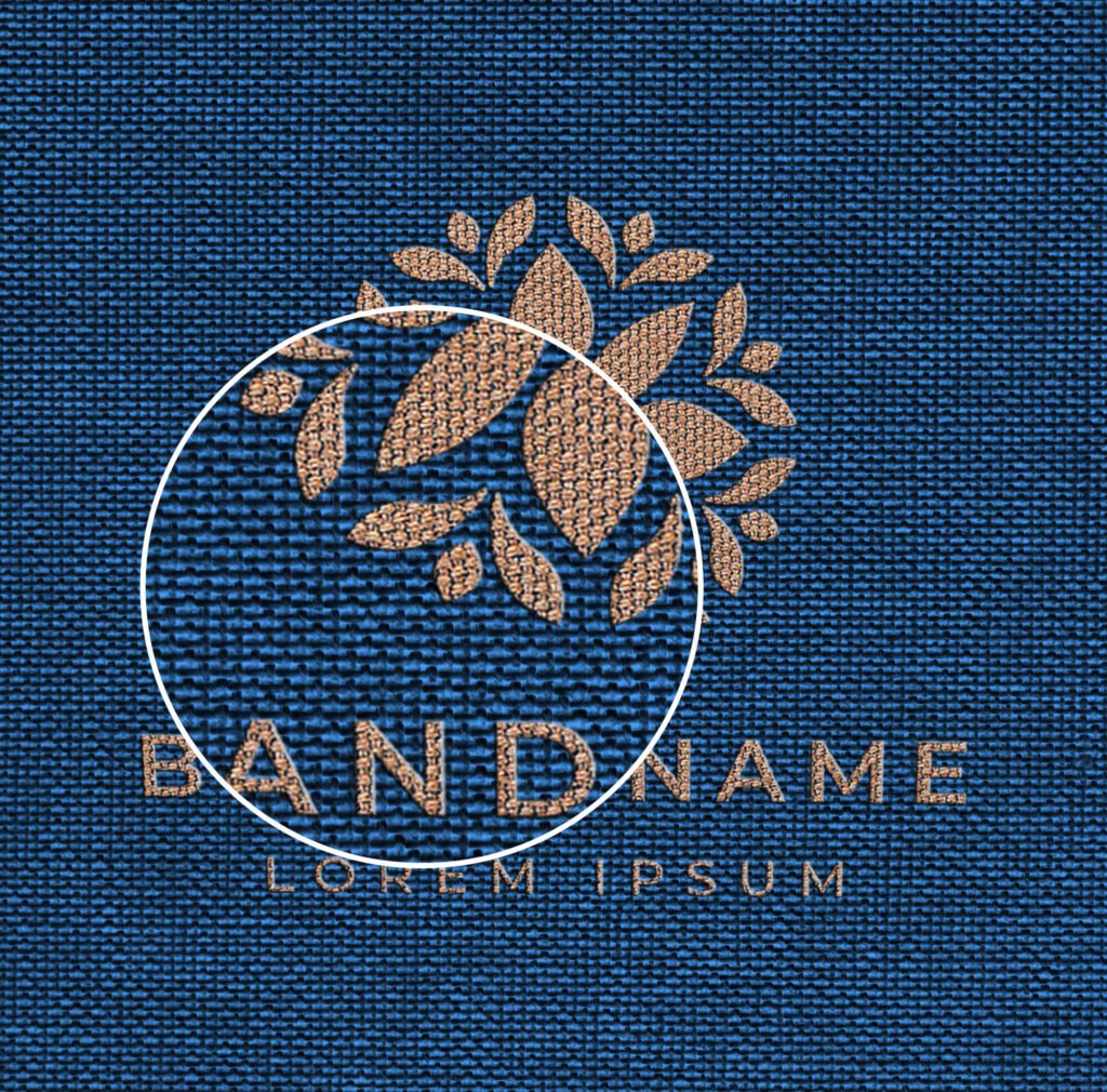 Close Up Of a Free Stitched Logo Mockup PSD Template