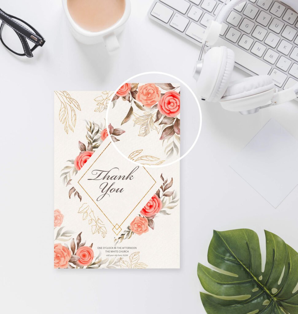 Close Up Of a Free Thank You Card Mockup PSD Template