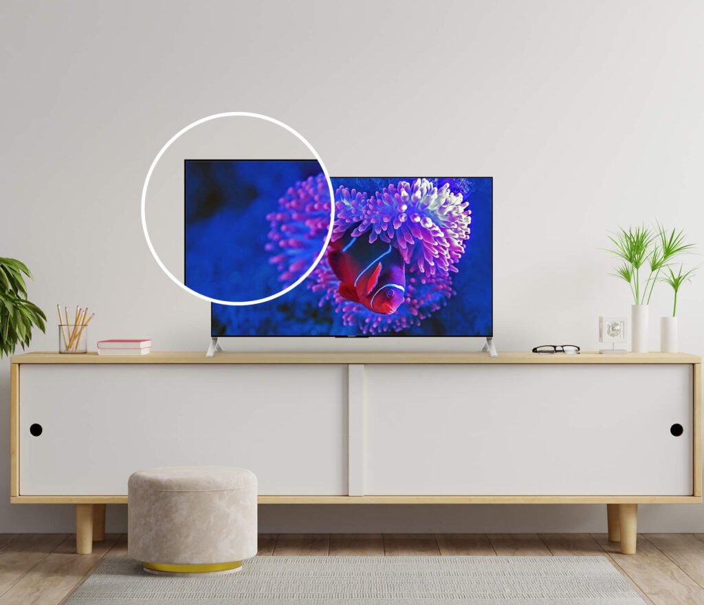 Close Up Of a Free Tv Screen Mockup PSD Template