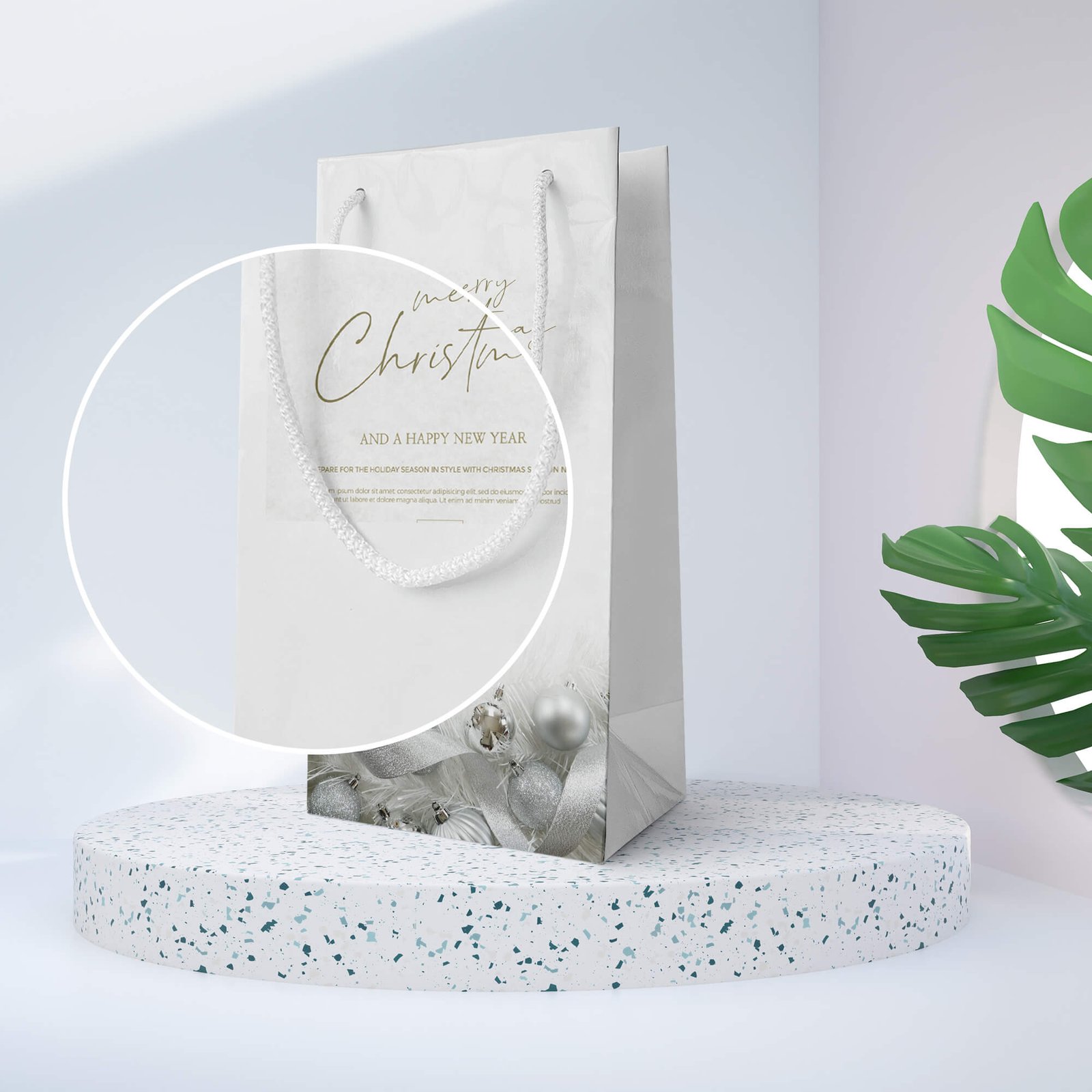Close Up Of a Free White Paper Bag Mockup PSD Template
