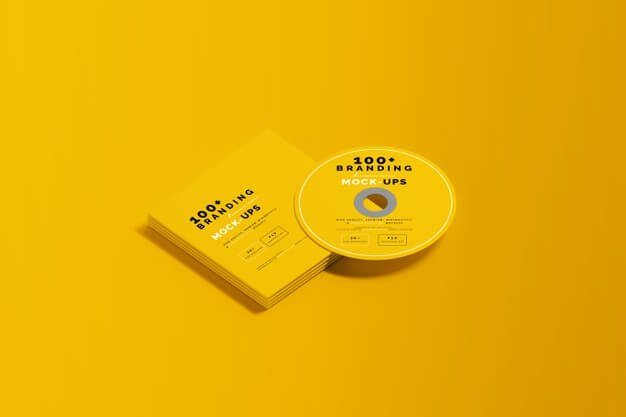 Close up on packaging of cd disk and sleeve mockup Premium Psd