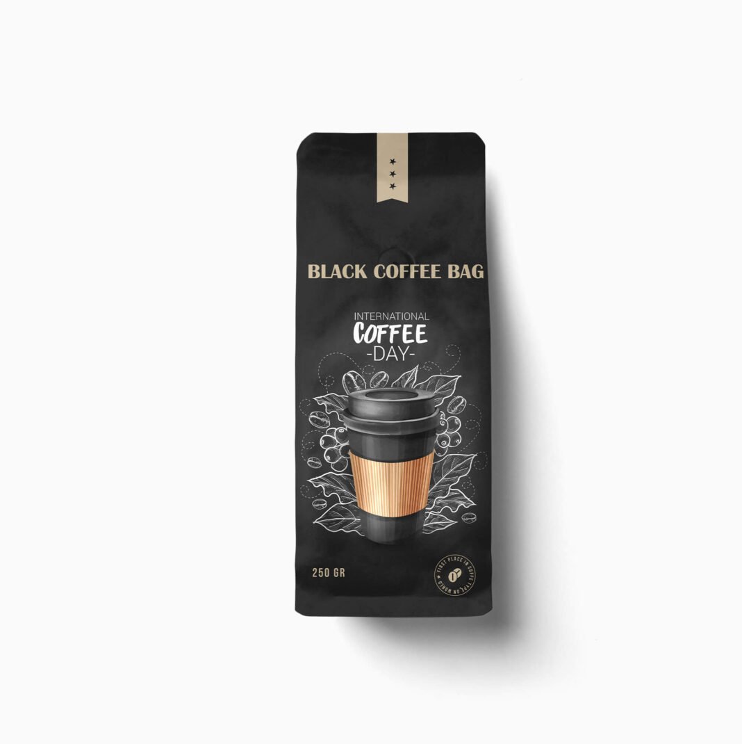 Download Free Black Coffee Bag Mockup PSD Template - Mockup Den