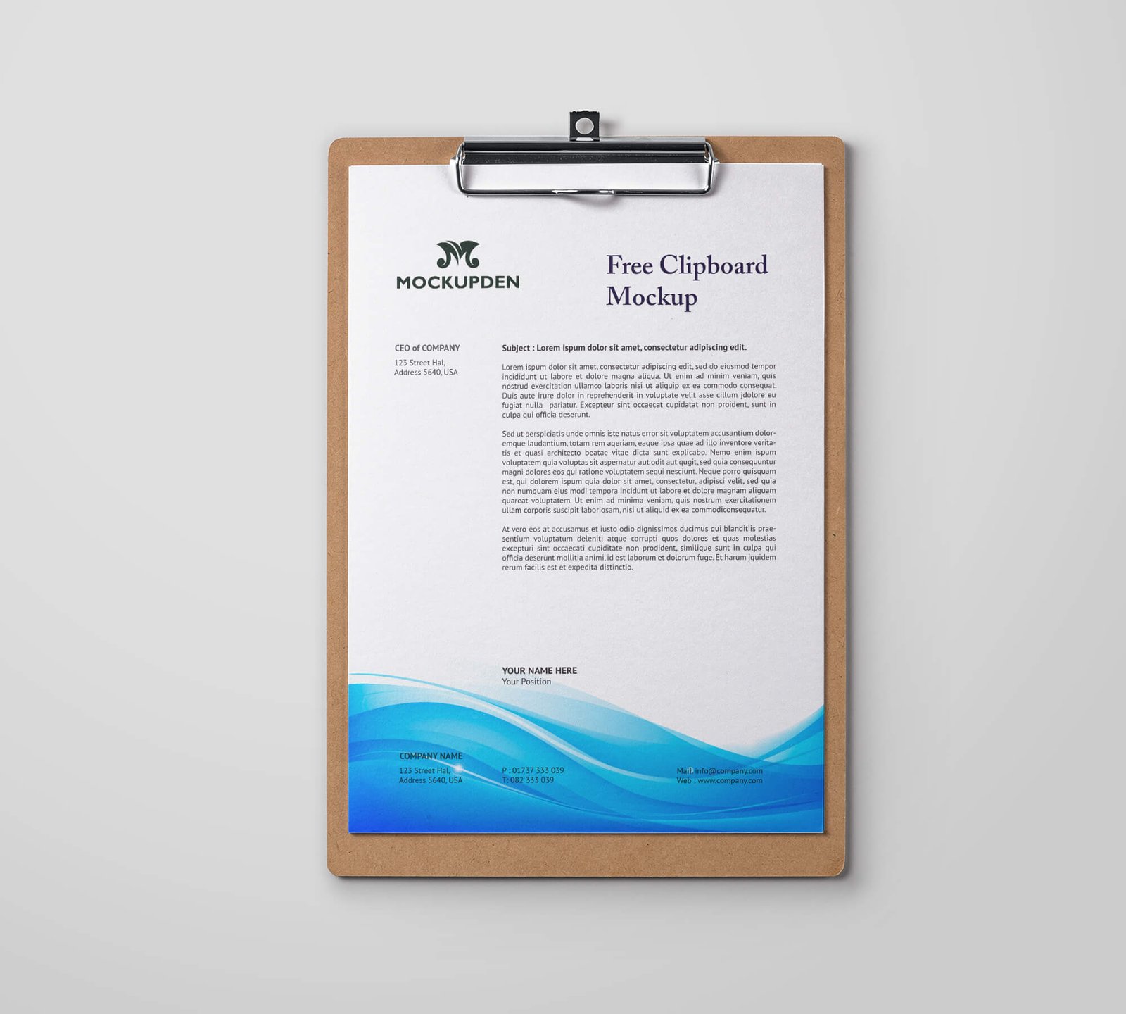 Design Free Clipboard Mockup PSD Template