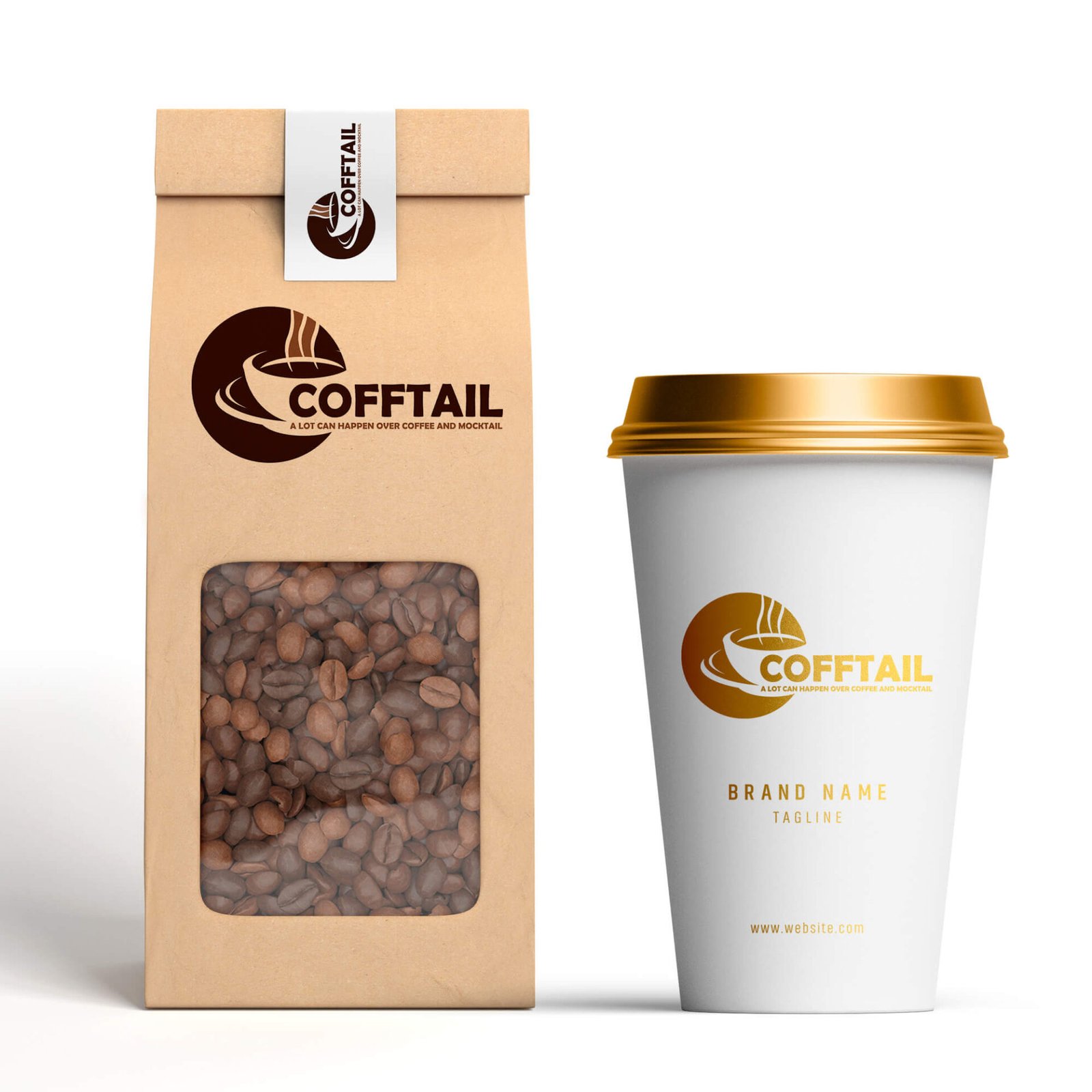 Free Coffee Branding Mockup PSD Template Mockup Den