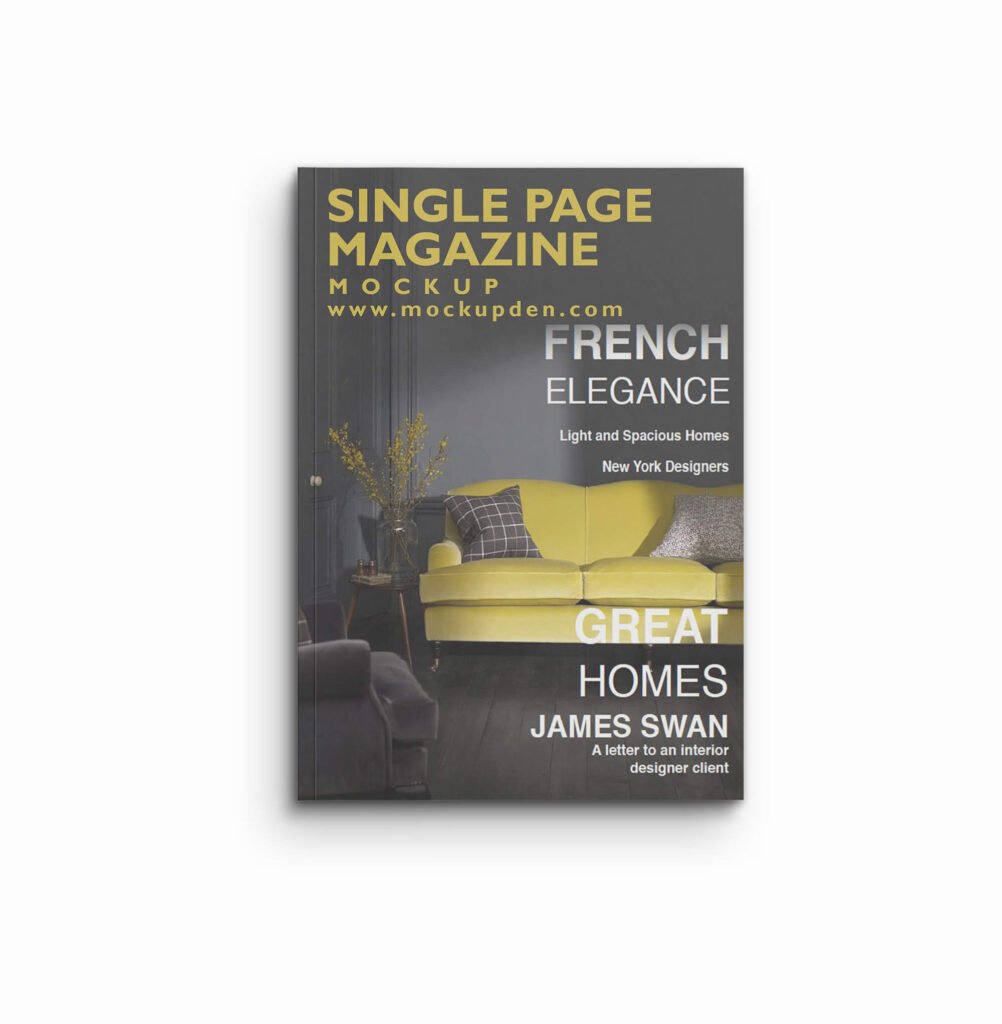 Design Free Single Page Magazine Mockup PSD Template