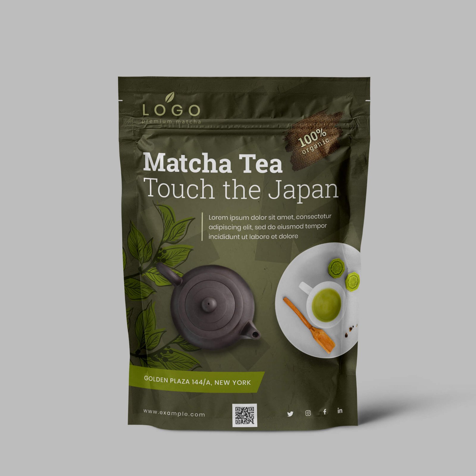 Design Free Tea Bag Mockup PSD Template