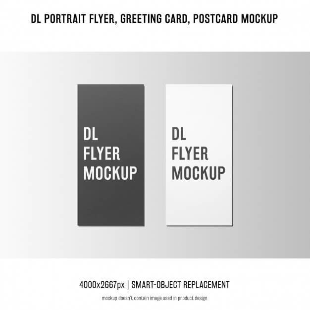 Dl portrait flyer, postcard, greeting card mockup Free Psd