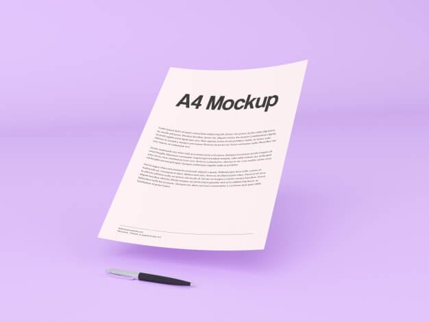 Document on purple background mock up Free Psd