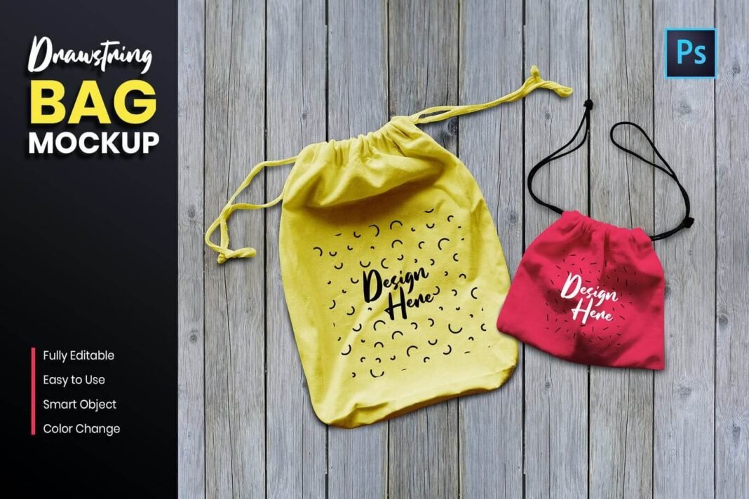 Download 22+ Best FREE Drawstring Bag Mockup Editable PSD Templates