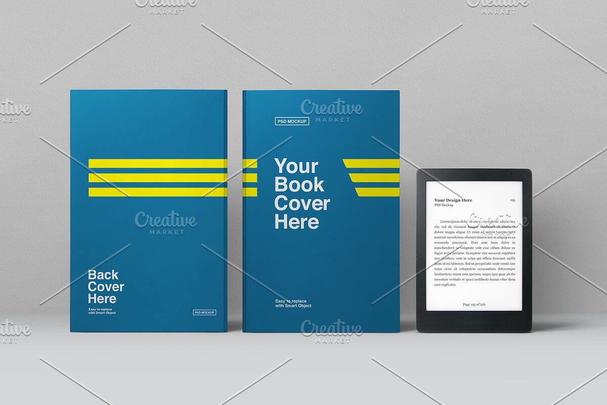 E-Book Reader and Books Mockup