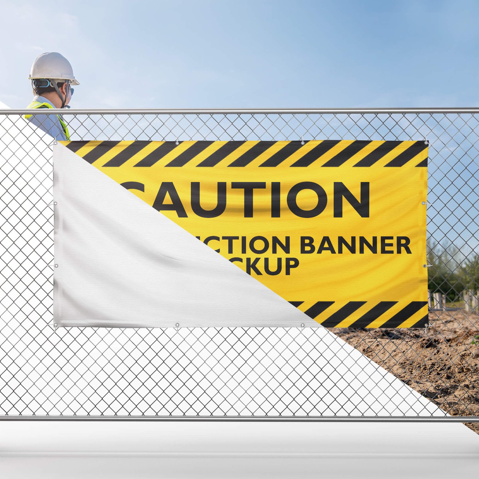 Download Free Construction Banner Mockup Psd Template Mockup Den