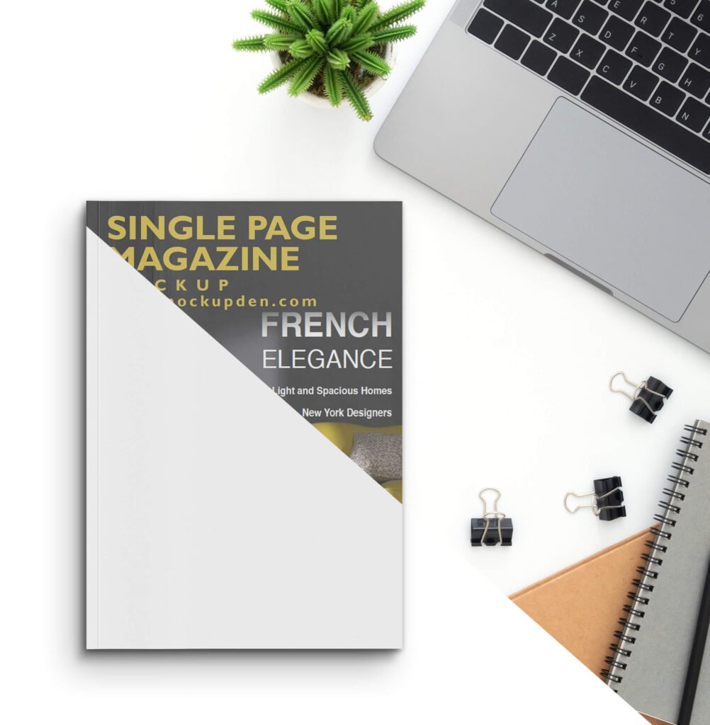 Editable Free Single Page Magazine Mockup PSD Template