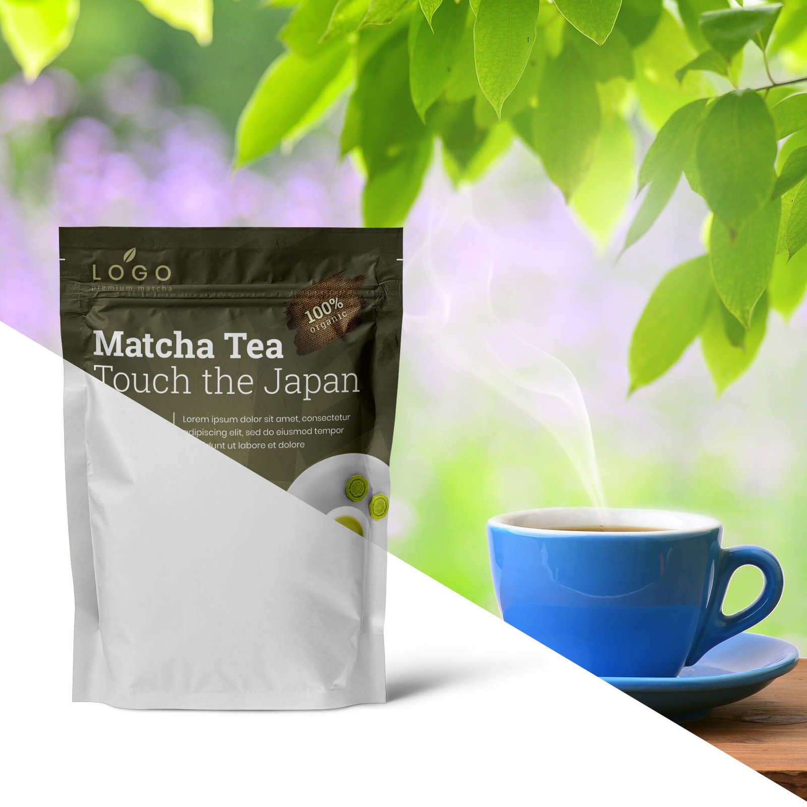 Editable Free Tea Bag Mockup PSD Template