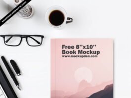 Free 8''x10'' Book Mockup PSD Template