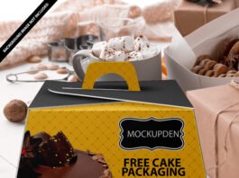 Free Cake Packaging Mockup PSD Template