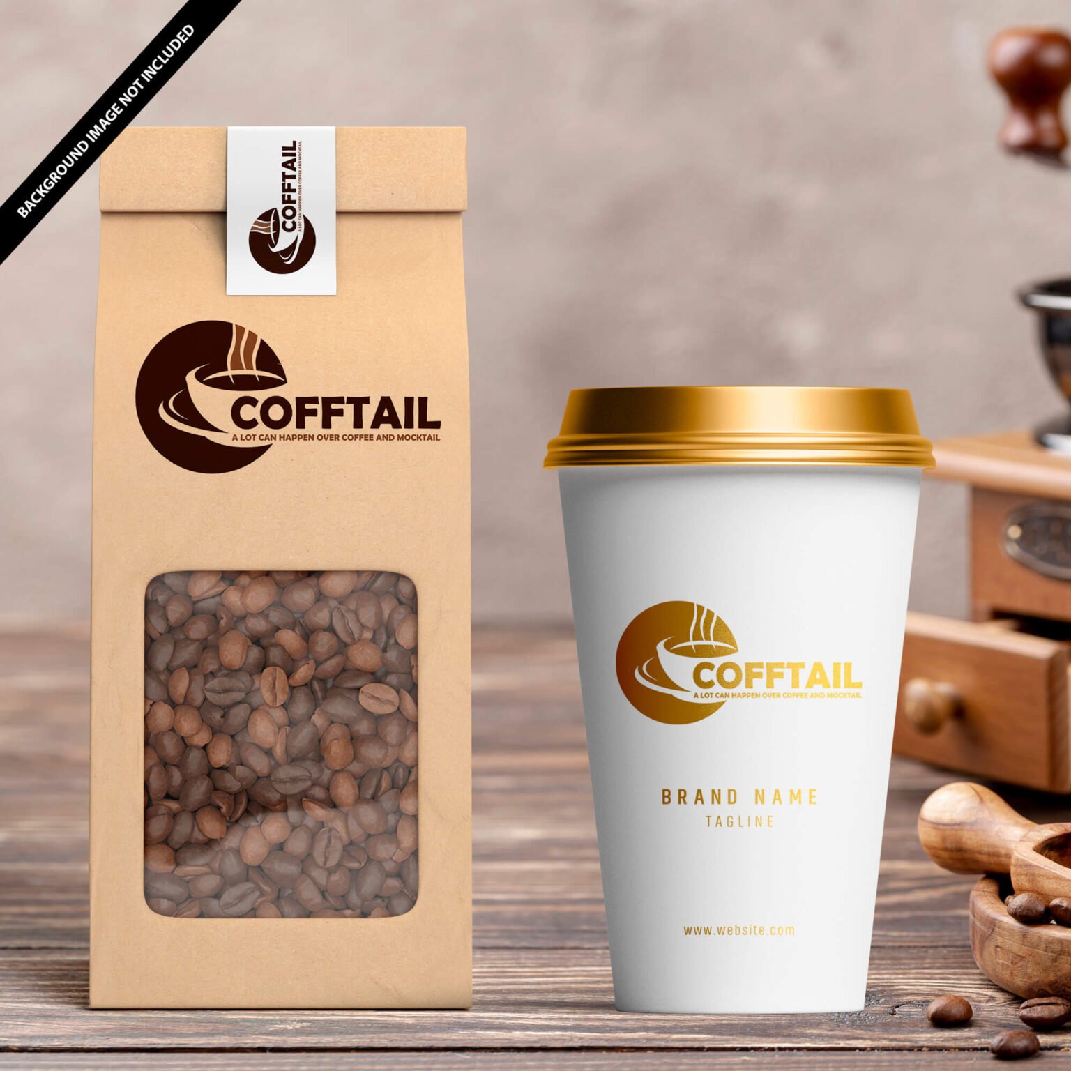 Free Coffee Branding Mockup PSD Template Mockup Den