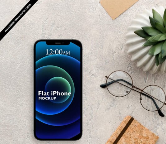 Free Flat iPhone Mockup PSD Template