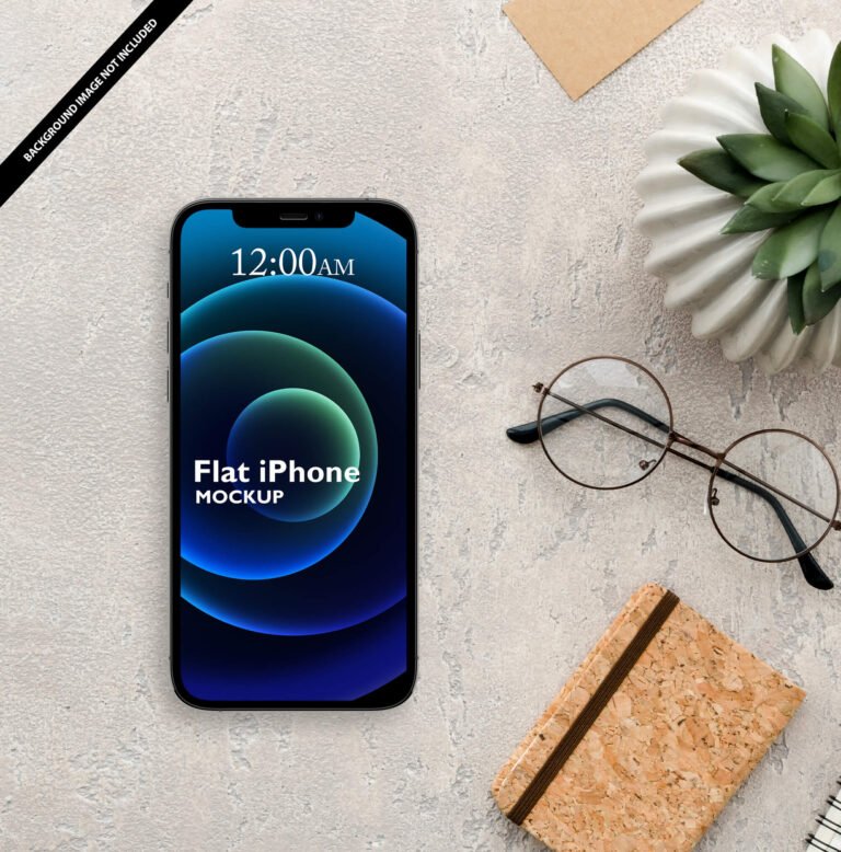 Free Flat iPhone Mockup PSD Template