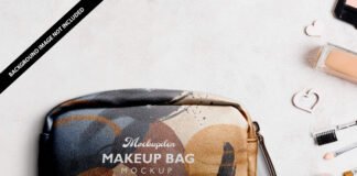 Free Makeup Bag Mockup PSD Template