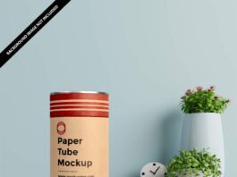 Free Paper Tube Mockup PSD Template