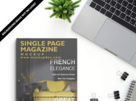 Free Single Page Magazine Mockup PSD Template