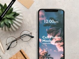 Free cell Phone Mockup PSD Template