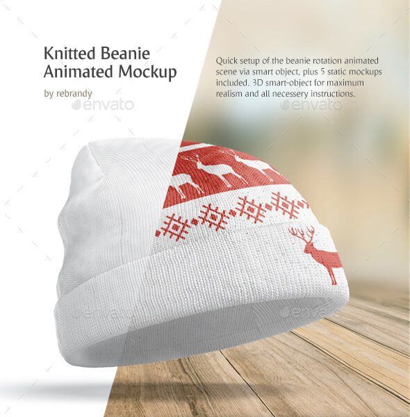 Knitted Beanie Animated Mockup