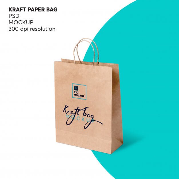 Kraft shopping paper bag mockup Premium Psd