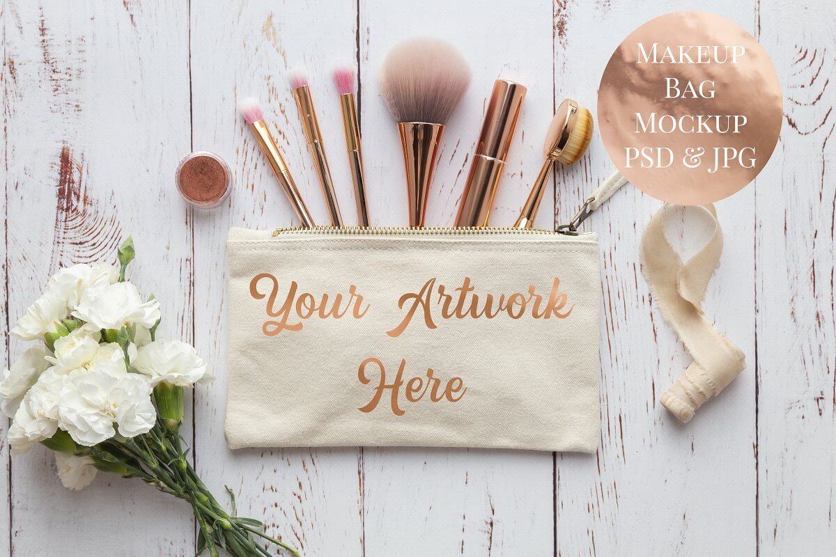 Makeup Cosmetic Zippered Bag mockup (1)