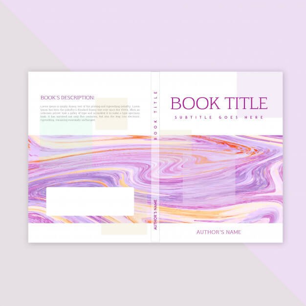 Marble textured book cover template Premium Vector