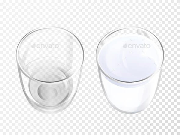 Milk Glass Vector Illustration Realistic Crockery