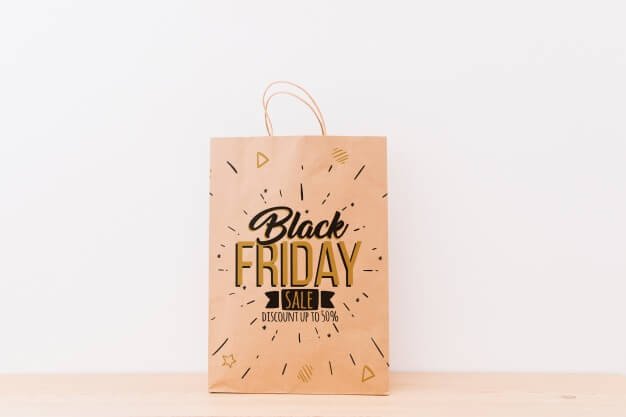 Mockup of various shopping bags for black friday Free Psd