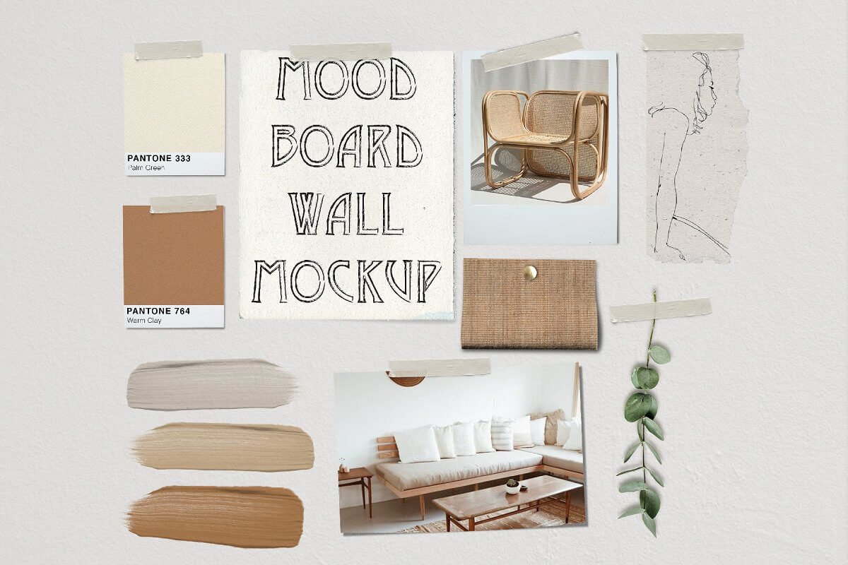 Mood Board Wall Mockup - PSD