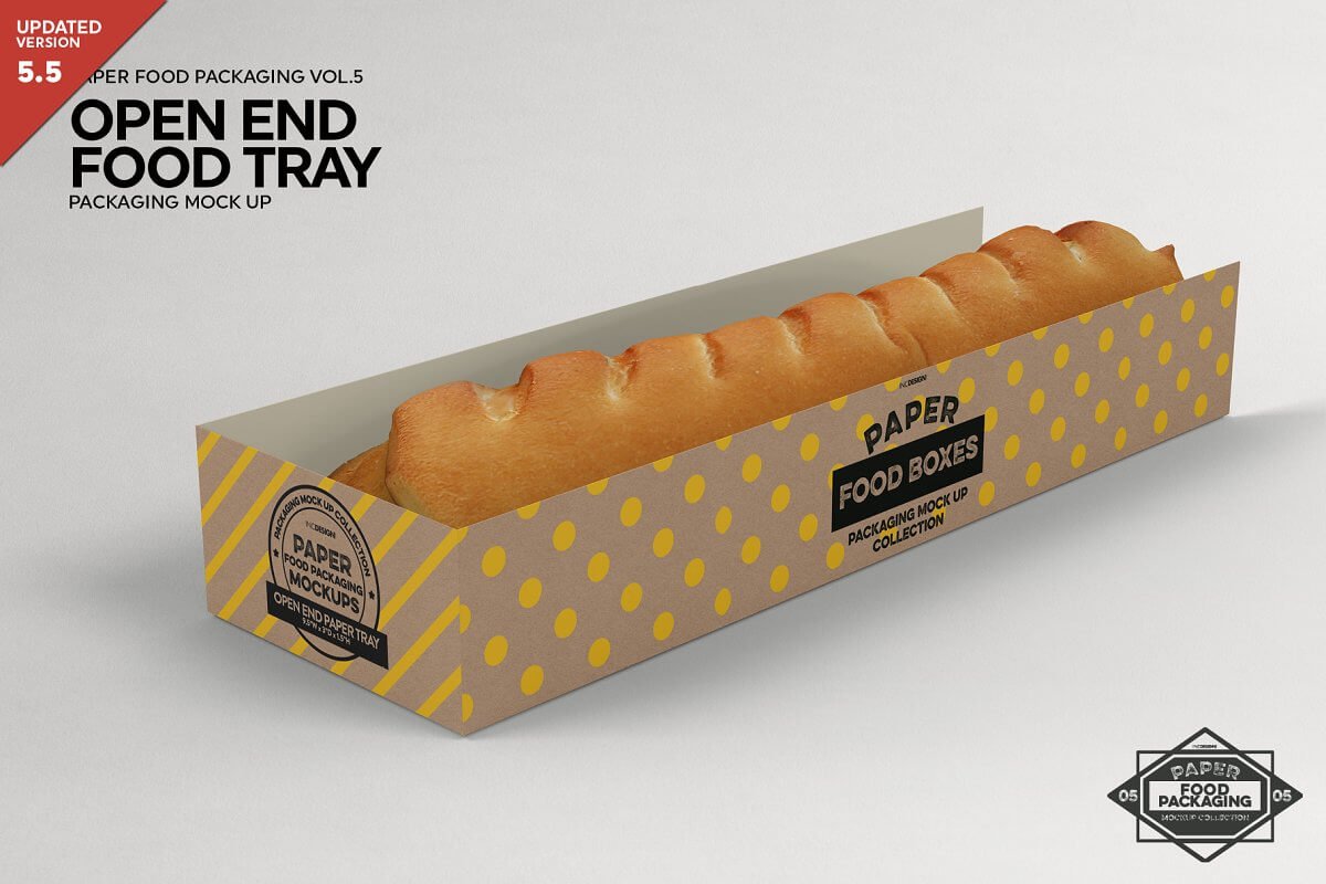 Open End Food Tray Packaging Mockup