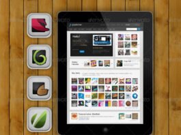 Pad with Icons Mockup