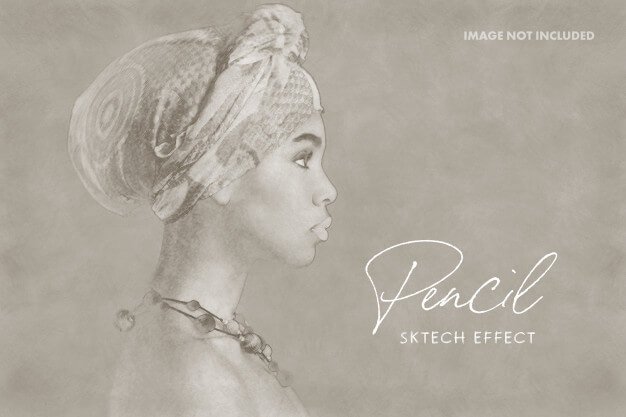 Pencil drawing photo effect mockup Premium Psd