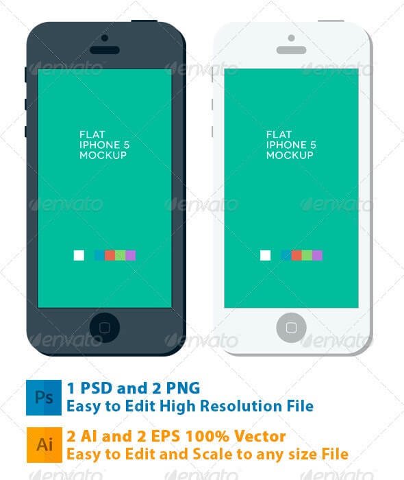 Phone 5 Flat Mockup