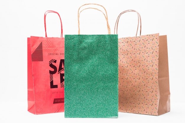 Shopping bag mockup in different colors Free Psd