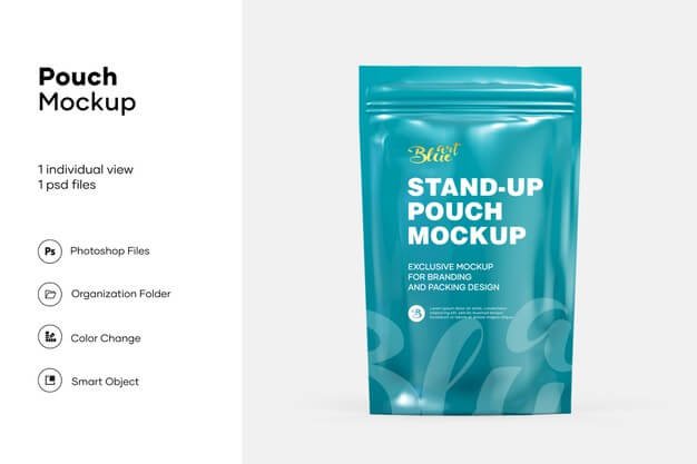 Stand up pouch with zipper mockup isolated Premium Psd (1)