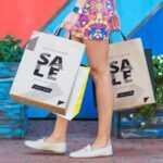 Stylish woman with shopping bags mockup Free Psd